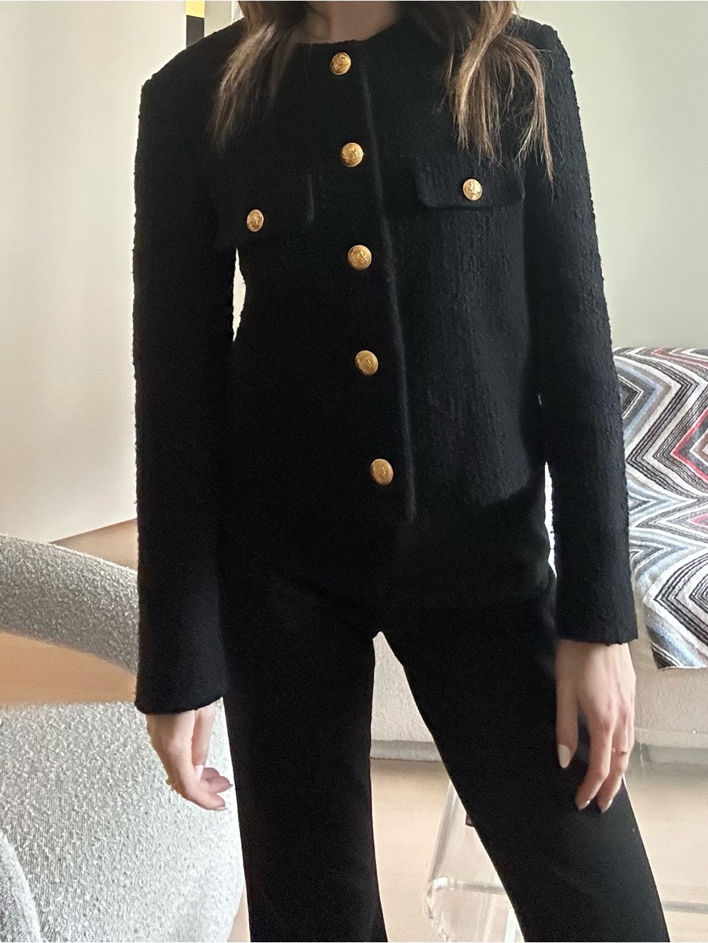 CELINE CHASSEUR JACKET IN BOUCLÉ TWEED